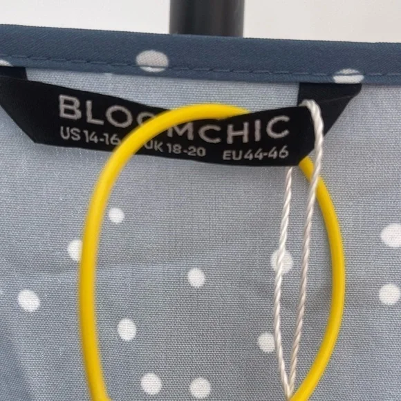 NWT Bloomchic midi blue and white polka dot dress - Picture 2 of 8